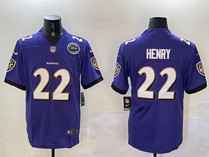 Men Baltimore Ravens #22 Henry Purple Second generation 2024 Nike Limited NFL Jersey style 2